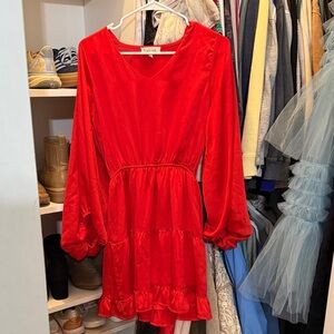 Peach Love California Vivid Red V-Neck Dress